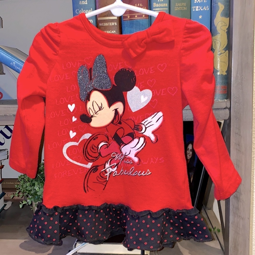 Disney Minnie Mouse red black shirt kids top 18M​